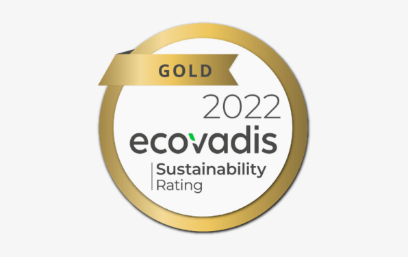 Logo de la médaille d'or EcoVadis de l'évaluation de la durabilité 2022.